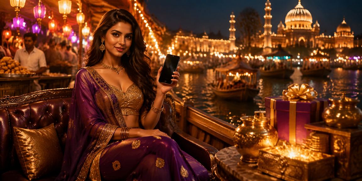 Indian market themed digital payment concept for online lottery