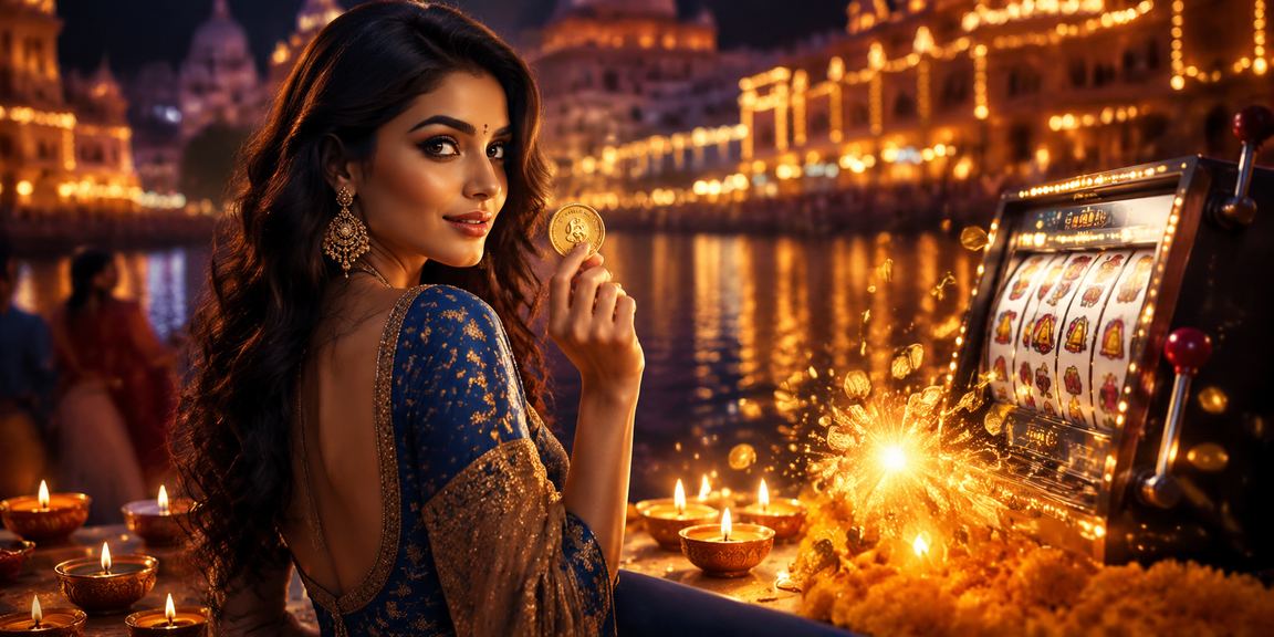 Indian woman playing slot game in ethnic kurti